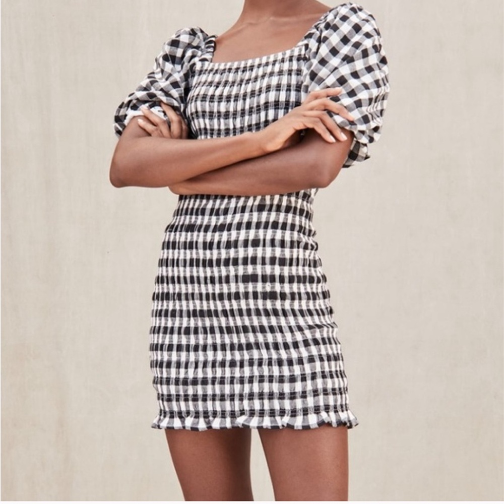 ENGLISH FACTORY puff sleeve gingham dress